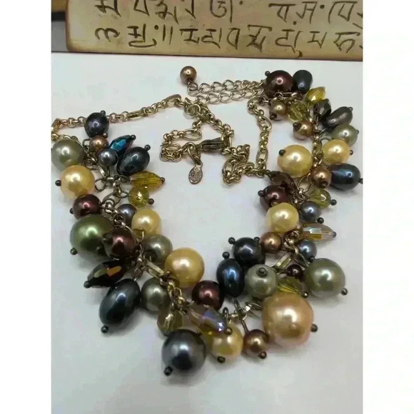 Premier Designs Multicolor Beaded Gold Chain Necklace Acrylic Beads 20" - Picture 4 of 4